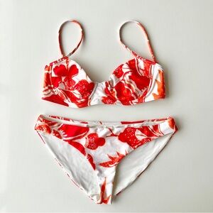 Mara Hoffman Bikini Lua Top Zoa Bottom Orange Floral Size Medium